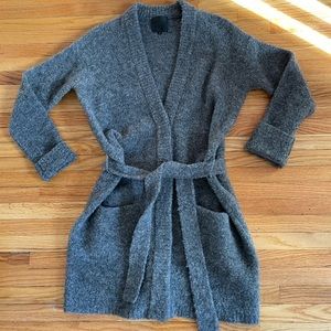 InWear grey cardigan jacket with belt in size small